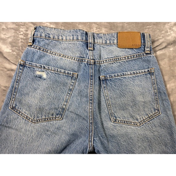 Aeropostale Mom Jean Women's Size 0 Blue Light Wash Mid Rise Distressed - Picture 7 of 8
